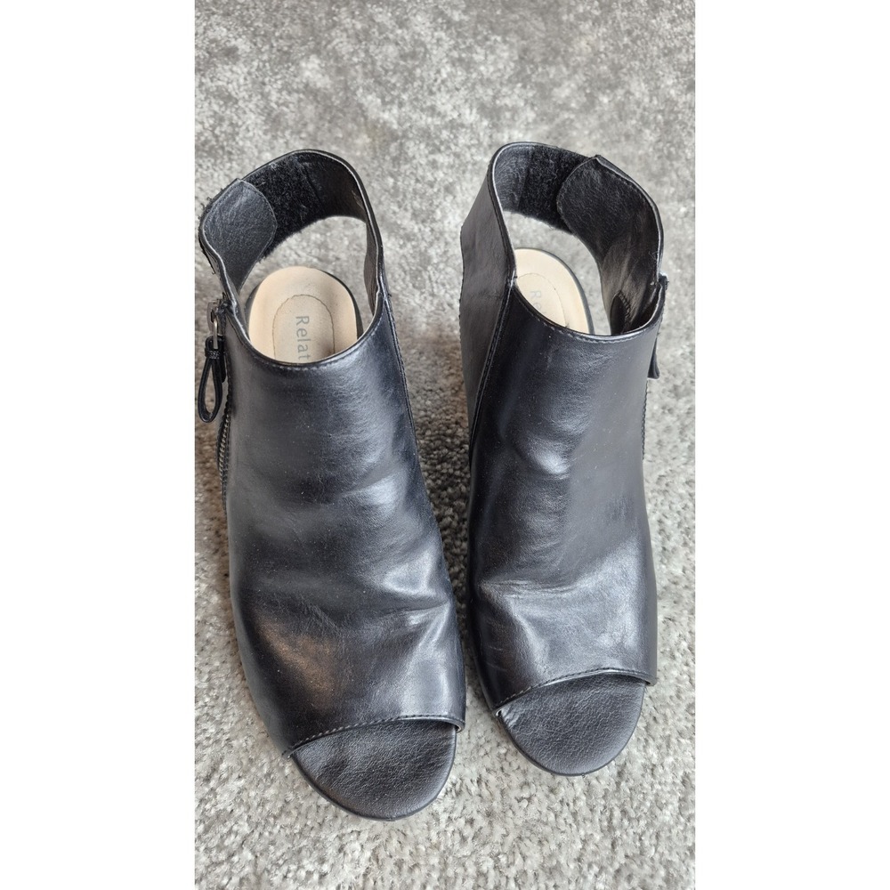 Relativity Peep toe Sling Back Strap Chunky‎ Heel Women's Shoes Sz 8M Y2K Gothic